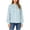 Blue, variant on Lenpel Button down Shirts for Women Cotton Long Sleeve Mock Neck Pleated Lace Hollow out Tops Dressy Casual Blouses(Blue,X-Large)