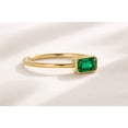 thumbnail image 2 of Jewelerix Emerald Cut Green Gemstone Solitaire Ring in Yellow Gold, Minimalist Stackable Promise Ring for Women, May Birthstone, 2 of 3