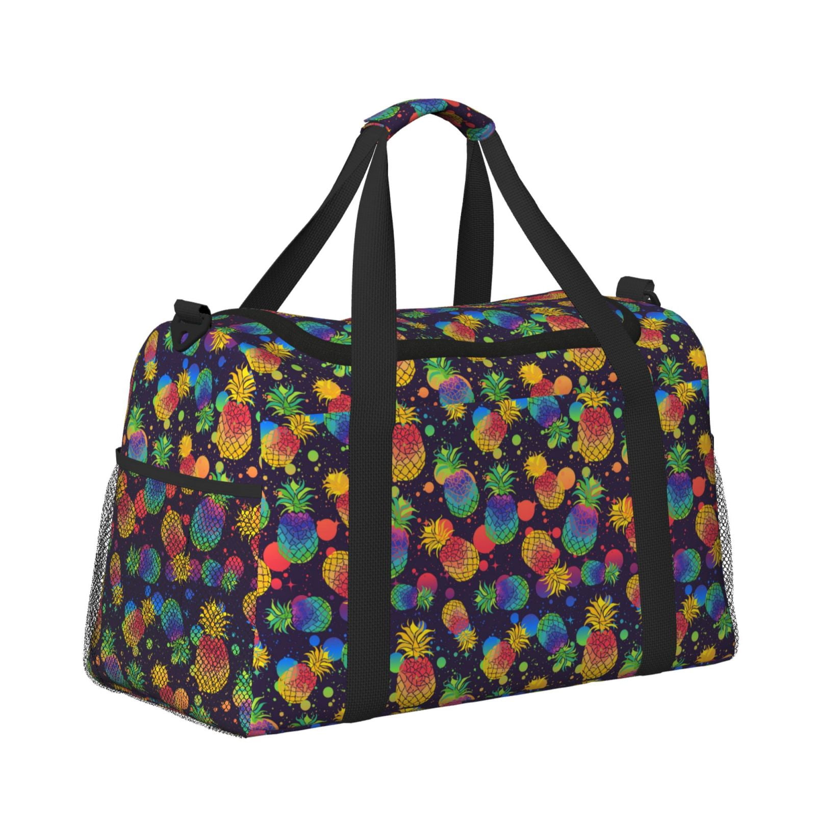 Fuzoiu Colorful Pineapples1 Print Travel Duffle Bag,Carry On Tote Bags,Duffel Bag,Sport Gym Bag, Hospital Bag for Labor and Delivery, Overnight Bag,Luggage Bag