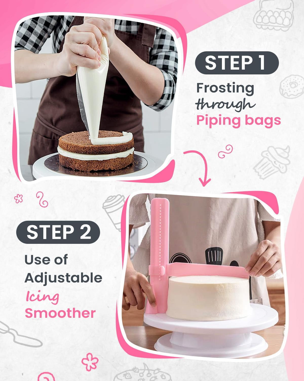 RFAQK Set Completo 100 Pezzi Per Decorazione Torte: Teglie A Cerniera Antiaderenti 4-7-9 Pollici + Accessori Per Pasticceria (Sac à Poche, Punte, Livellatore, Spatola)