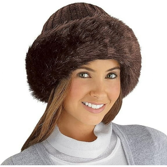 Etc Faux Fur Trimmed Winter Fashion Hat White