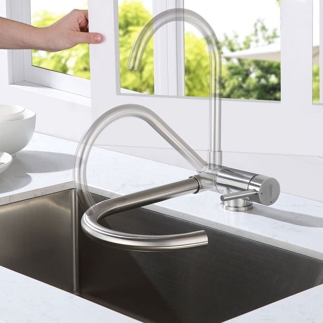 Grifo de acero inoxidable ecológico, completo con cartucho de disco de cerámica, ofrece un funcionamiento perfecto y durabilidad