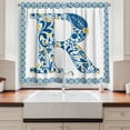 thumbnail image 2 of Ambesonne Letter R Kitchen Curtains, Curly Blossoms Vintage, 55"x39", Blue Yellow Orange, 2 of 3