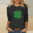thumbnail image 1 of Meichang T-Shirt de la Saint-Patrick pour Femmes, Imprimé Trèfle Vert, Manches 3/4, Col Rond, Printemps, 1 of 5