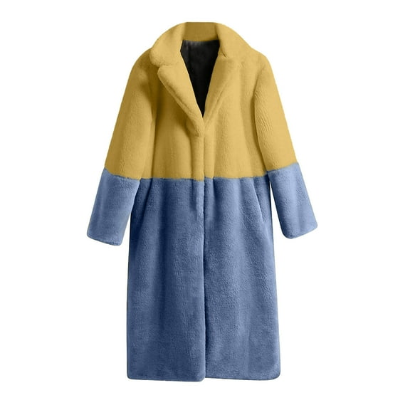 TAGOLD Womens Coats Outwear,Women Winter Warm Coats Winter Coat Warm Furry Winter Jacket Long Sleeve Outerwear Yellow L