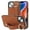 Brown, variant on Finger Ring Wrist Band Phone Case Compatible with iPhone 15 for Women Girls, Adjustable Wristband Kickstand [Stand Function] PU Leather Case Cover for iPhone 15, Black