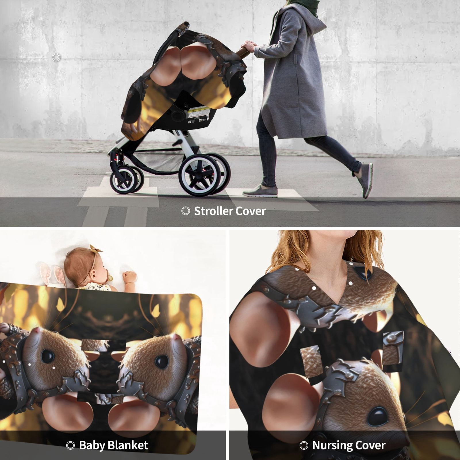 Car Seat Cover Baby - Cute Big-Eared Mouse Breathable Infant Car Seat Cover for Baby Carseat, Lightweight Comfort Baby Essentials Must Haves Newborn Stuff for Girl Boy