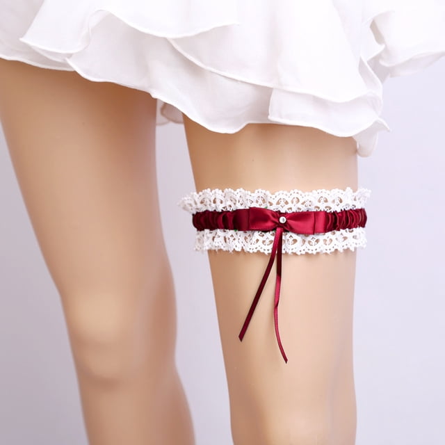 Ohufall White Garters For Bride 2 Pieces, Wedding Garter For Bride Elasticity Lace Garter, Wedding Garter Set For Bride