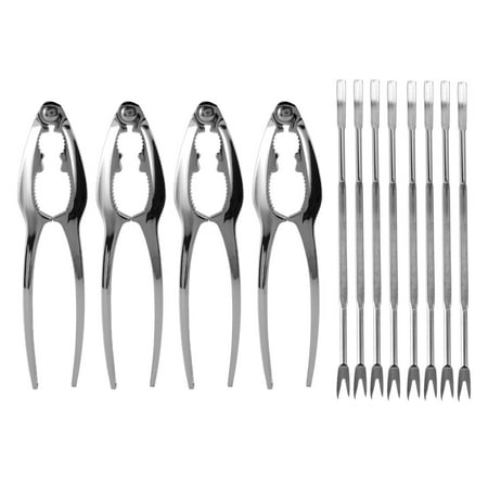 

12 Piece Seafood Tool Kit Stainless Steel Crab Leg Cracker and Forks Nut Cracker Set Shellfish Sheller