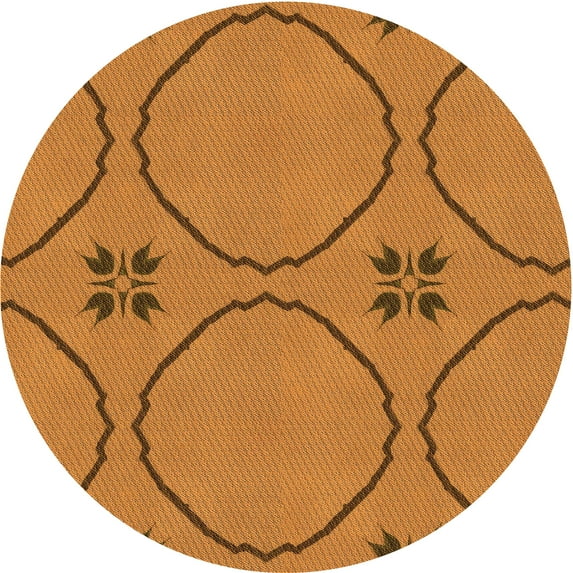 Ahgly Company Indoor Round Patterned Mahogany Brown Area Rugs, 4' Round