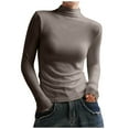 thumbnail image 3 of Aboser Mock Neck Shirts for Women Long Sleeve Petite Tops Soft Solid Color Basic Tees Slim Fit Versatile Layering Shirt Casual Comfy Undershirts, 3 of 6