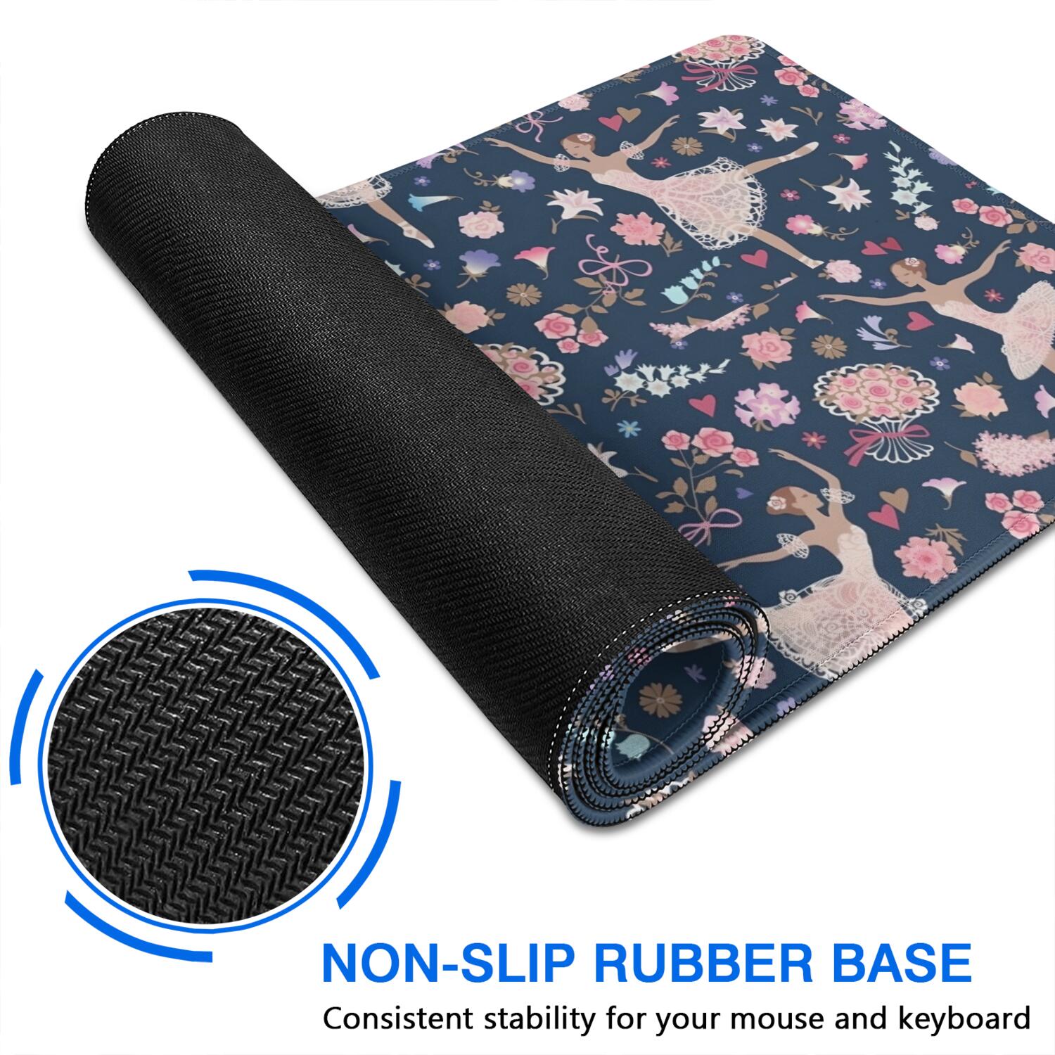Long Mouse Pads for Desk,Rainbow Princess Pattern Desk Mats on Top Of Desks, Desk Mouse Pad Extra Large with 3mm Non-Slip Base and Stitched Edge for Gaming,Office,Work,Home 47.3"x23.6"