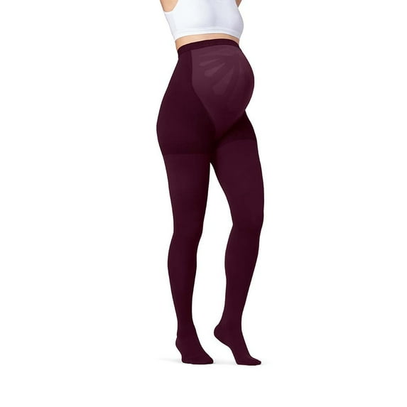 JOBST Maternity Opaque Compression Stockings, 15-20 mmHg, Waist High, Closed Toe, Cranberry, X-Large