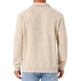 thumbnail image 3 of INSPIRE CHIC Men's Quarter Zip Long Sleeve Knitted Geometric Patterns Pullover Sweatshirt L Beige, 3 of 5