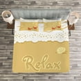thumbnail image 3 of Ambesonne Summer Quilted Bedspread Set 3 Pcs, Card with Crabs Sea, King Size, Sand Brown and White, 3 of 3
