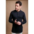 thumbnail image 2 of Men's Cottonique M17776 Latex Free Organic Cotton Long Sleeve Henley Shirt (Black L), 2 of 5