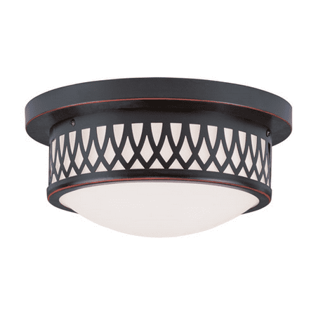 

Semi Flush Mounts 2 Light With Hand Blown Satin White Glass Olde Bronze size 11 in 120 Watts - World of Crystal