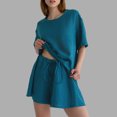thumbnail image 2 of Conjunto de pijamas de pantalones cortos para mujer,Conjunto de pijamas de pantalones cortos para mujer Ropa de descanso con cuello redondo Ropa de dormir de media manga Características de vanguardia, 2 of 6