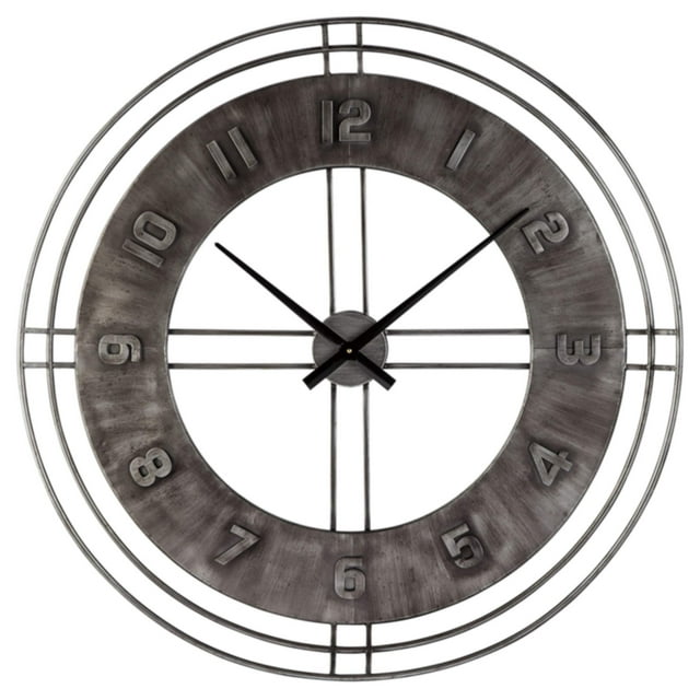 Signature Design by Ashley Ana Sofia Industrial Metal Wall Clock, Antique Gray