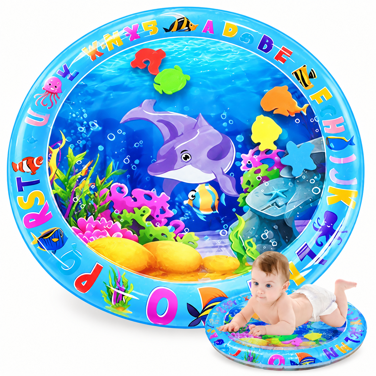BUSATIA Baby Water Play Mat, Tummy Time Mat Premium Infant Activity Mat for 3-24 Months | Portable Baby Toy for Infants & Toddlers to Strengthen Muscles