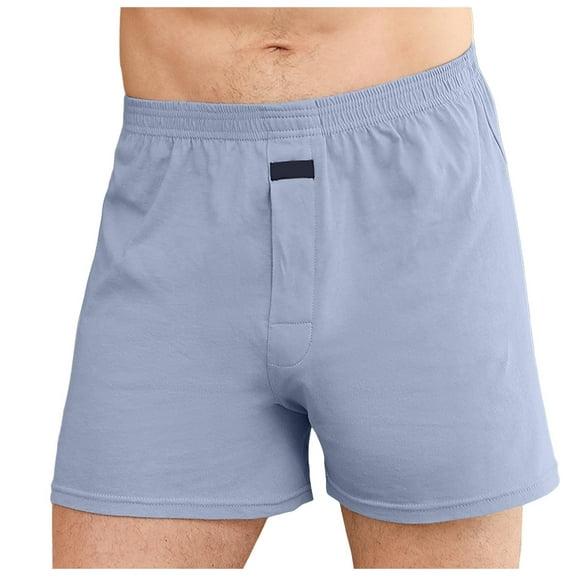 khonts,Men's Cotton Boxer Briefs Soft Underwear Breathable Pajamas Shorts Elastic Waist Comfortable Loose Underpants Light Purple XL