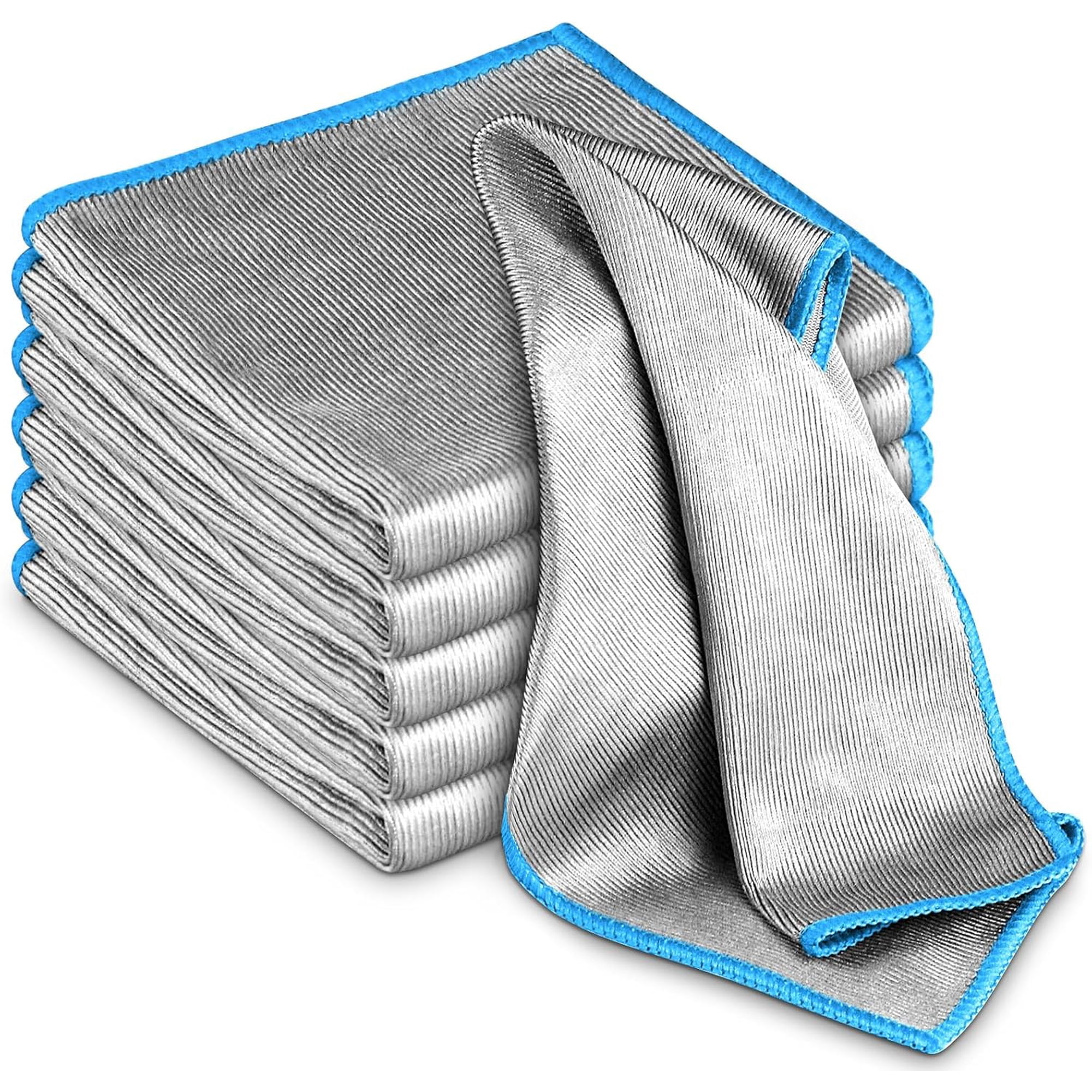 Glass Polishing Cloth Streak Free Miracle Cleaning Cloth Lint Free Microfiber Cleaning Rags for Glasses Kitchen Dish Mirrors Easy Clean, Pack of 6, 12" x 12"