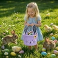 thumbnail image 6 of Yanxiao Easter Baskets, Cute Easter Plush Bunny Baskets, Easter Egg Hunt Baskets with Cute Bunny Ears, Easter Gifts Baskets Egg Hunt Baskets for Girls, Baby, Kids, Children and Boys, Purple, 6 of 10