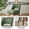 thumbnail image 3 of Usaint Distressed Faux Leather Swivel Bar Stools Set of 2 Cutout Backrest Solid Wood Legs for Kitchen Island Counter Chairs,Green, 3 of 11