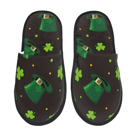 Balery St. Patrick s Day8 Slient Indoor Furry Fleece Comfort House Shoes Soft Non-Slip Home Shoes Cotton slippers House Slippers-- Medium