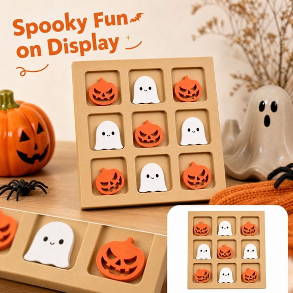 Halloween Ghost and Jack-o-Lantern Board Game, 9-Piece Tabletop Party Game for Home, Classroom and Halloween Decor