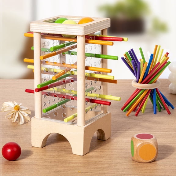 Wooden Toy Sorting Ball Drop Stick Inserting 3 in 1 Montessori Game Toddler Early Education Fine Motor Skill Learning Gift for Kids