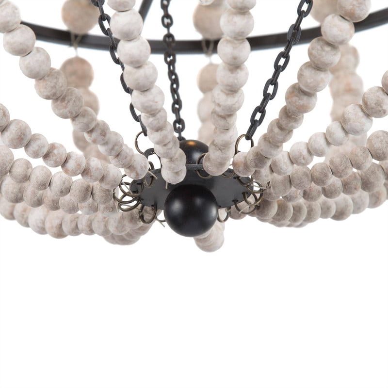 LNC Farmhouse Beaded Pendant Light with Black Metal Frame, Adjustable Hanging Fixture