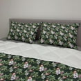 thumbnail image 2 of Tropical Comforter & Sham Bedding Set, Pattern of Bouquet with Exotic Flowers Leaves Palms and Flamingos, 3 pcs Duvet Set Microfiber Filling Quilt, 5 Sizes, Hunter Green Multicolor, by Ambesonne, 2 of 4