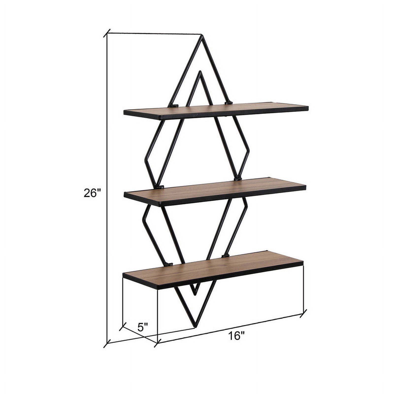 Clarissa Black Geometric Wood-Metal Modern Wall Shelf