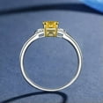 thumbnail image 4 of 5*5mm Yellow Topaz AAA CZ Band 925 Silver Women's Engagement Tail Ring Size 5-10, 4 of 6