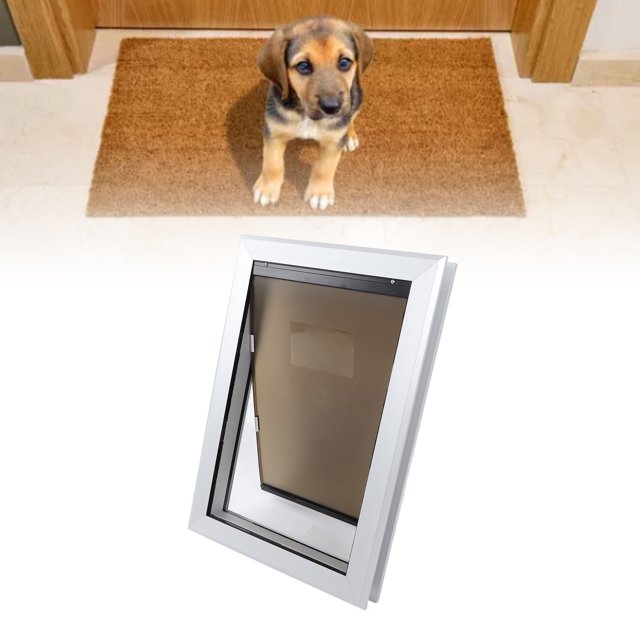Puerta Para Perros Puerta De Entrada Para Mascotas Con Cerradura De Pared Con Panel De Bloqueo Deslizante Y Solapa Tintada Aluminio Puerta Para Perros Para Puerta Corredera ANGGREK Otros