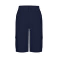thumbnail image 6 of HKYNLAG Bermuda Cargo Shorts for Women Knee Length Casual Wide Leg High Waisted Hiking Work Summer Shorts with Pockets Navy S, 6 of 6