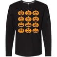 thumbnail image 3 of Inktastic Halloween Pumpkin Faces Orange Long Sleeve T-Shirt, 3 of 5