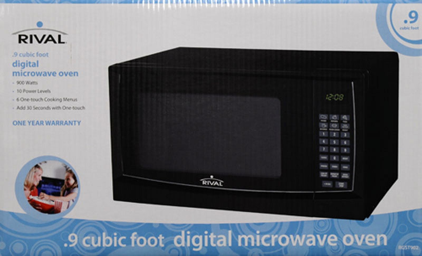 Rival 0.9 Cu. Ft. Black Microwave Oven - image 4 of 6