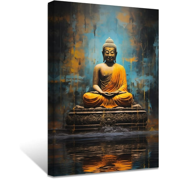 Buddha Painting Abstract Buddha Statue Wall Art Zen Picture Meditation Canvas Artwork Spa Prints for Spiritual Buddhism Prayer Room(Picture-3, (12.00" x 18.00"))
