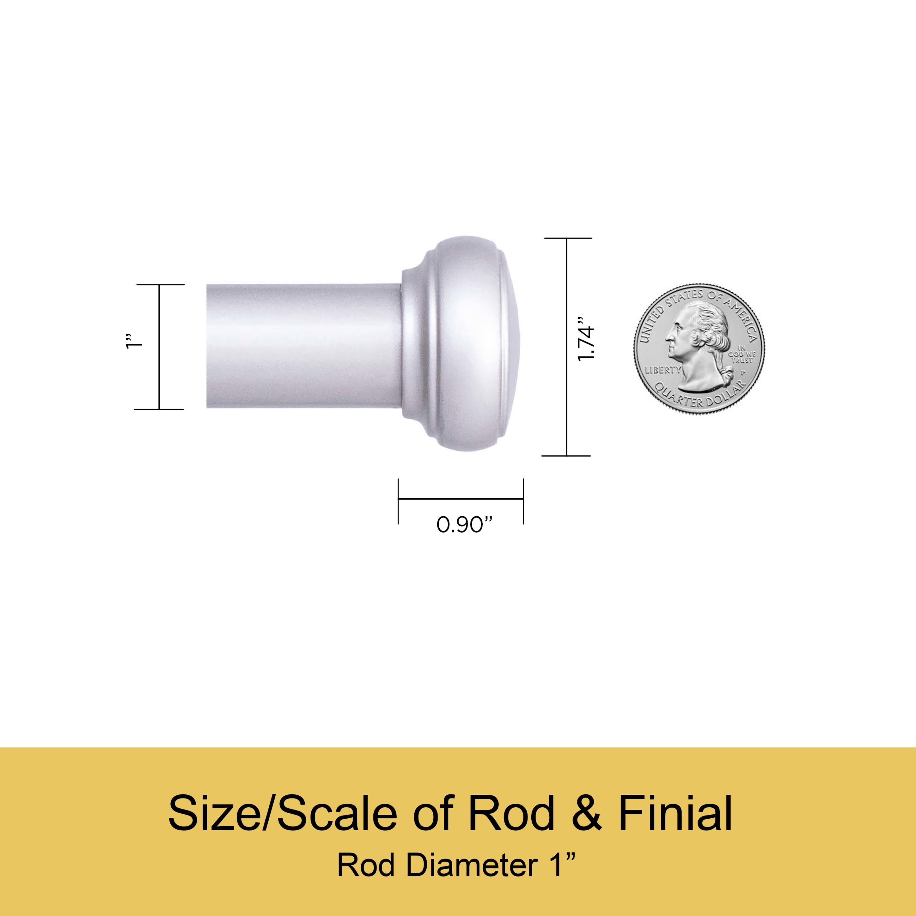 Kenney Weaver 1" Rust-Resistant Single Curtain Rod, 72-144", Brushed Nickel