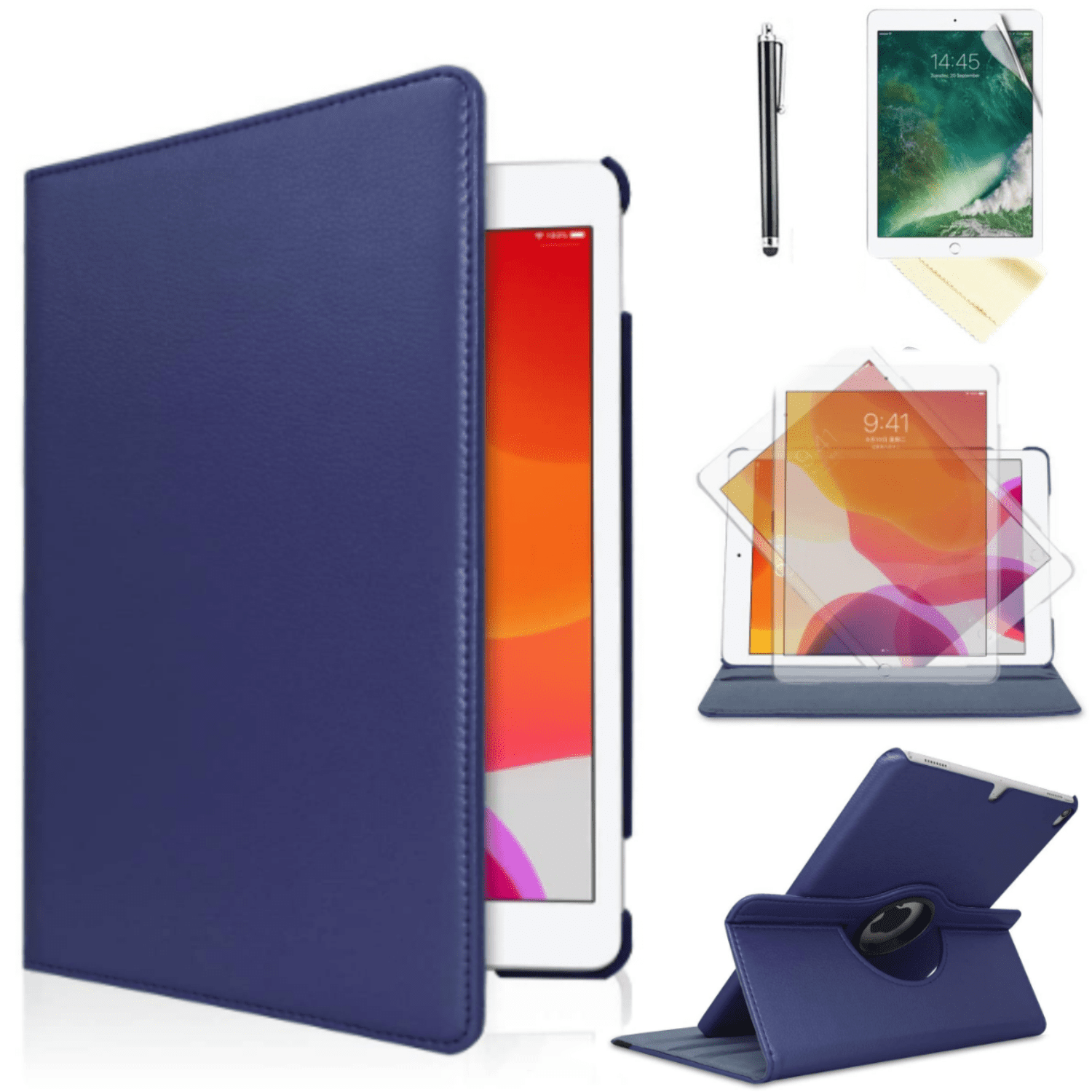 ipad 9th Gen case for Model MK2K3LL/A MK2L3LL/A MK2N3LL/A, MK2P3LL/A, iPad 10.2 inch 7th / 8th Gen - 360 Degree Rotating Protective Stand Cover Auto Wake Sleep