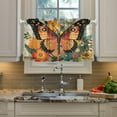 thumbnail image 5 of Coolnut 24 Inch Length Kitchen Curtains Flowers Butterflies 2 Panels Half Window Sheer Curtains Rod Pocket Farmhouse Short Drapes for Bathroom Cafe Basement Home Decor, 5 of 7