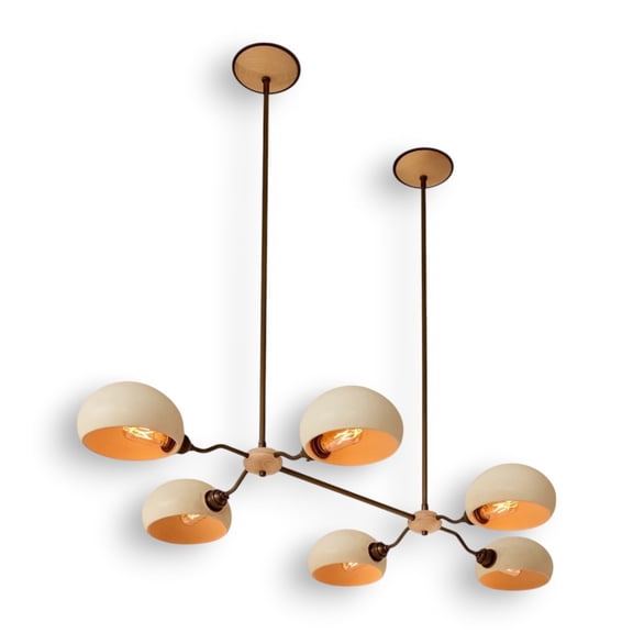 Antikaz 6-Light Modern Brass Chandelier, Mid-Century Modern Six-Arm Ceiling Light Fixture for Dining Room, Living Room & Bedroom