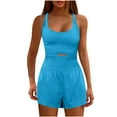 thumbnail image 1 of ICHUANYI ClearanceWomens Running Onesie Workout Rompers One-Piece Outfits Exercise Jumpsuits Gym Yoga(Light Blue, M) ICHUANYI WER20232080505541, 1 of 4