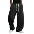 thumbnail image 2 of Baggy Sweatpants Mens Open Bottom Fleece Loose Fit Workout Athletic Hiking Jogger Sweatpants for Men with Pockets Black S, 2 of 7