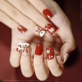 thumbnail image 1 of Brishow Coffin False Nails Christmas Fake Nails Snow Elk Press on Nails Full Cover Stick on Nails 24pcs for Women and Girls (1), 1 of 5