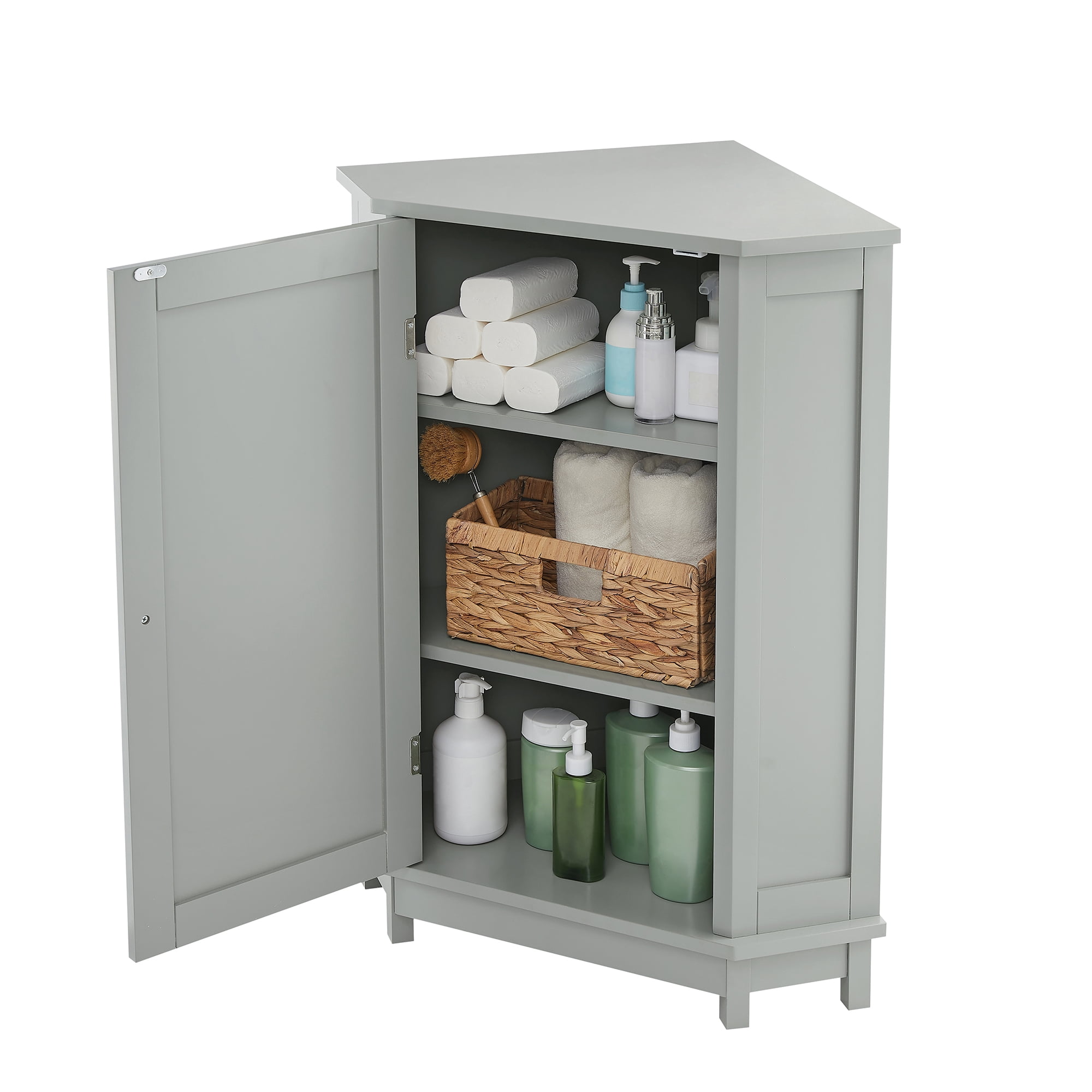 Euroco Bathroom Storage Cabinet with Adjustable Shelves, MDF Freestanding Cabinet with Doors for Bathroom, Living Room, or Laundry Room
