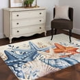 thumbnail image 4 of Eucalyptus Leaves Starfish Washable Area Rugs 4'x6', Shells Plants Summer Ocean Retro Low Pile Throw Living Room Rug Non-Slip Sturdy Edge Binding Carpet for Indoor Entryway Bedside Kitchen, 4 of 9