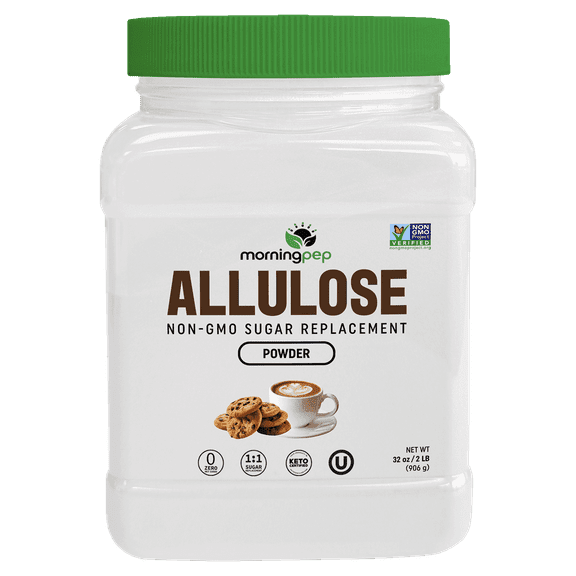 Morning Pep Allulose Sweetener – Zero Calorie Sugar Alternative, 100% Pure, No Erythritol, Non-GMO Project Verified, Keto Certified, OU Kosher, No Fillers, Ideal for Baking and Beverages